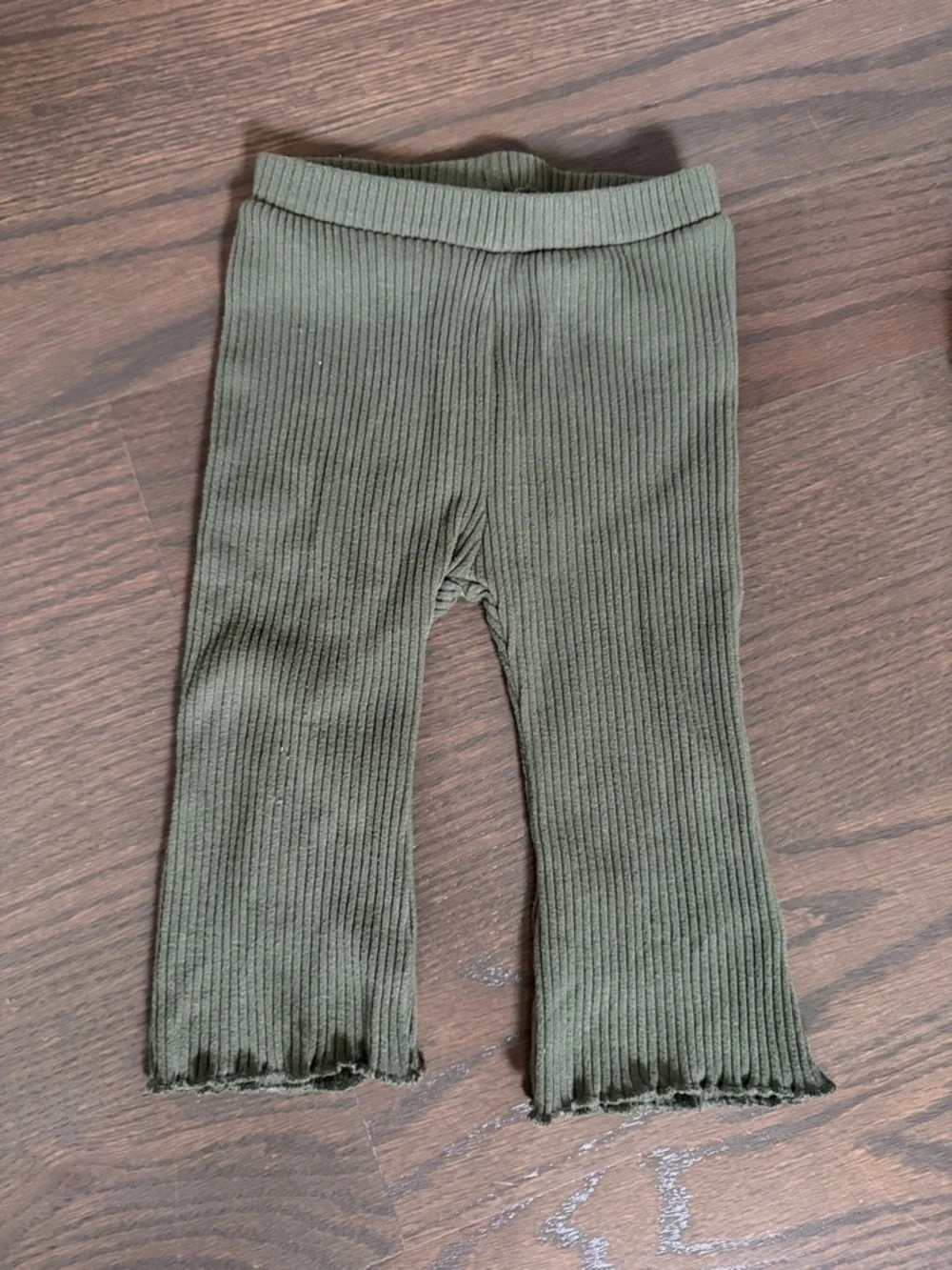 Old Navy Olive Green Ribbed Flare Pants Set | 6-12M